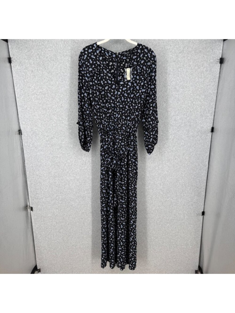 Madewell Womens Ruffle-Sleeve Tie-Waist Jumpsuit Size M Dark Floral Pockets NEW
